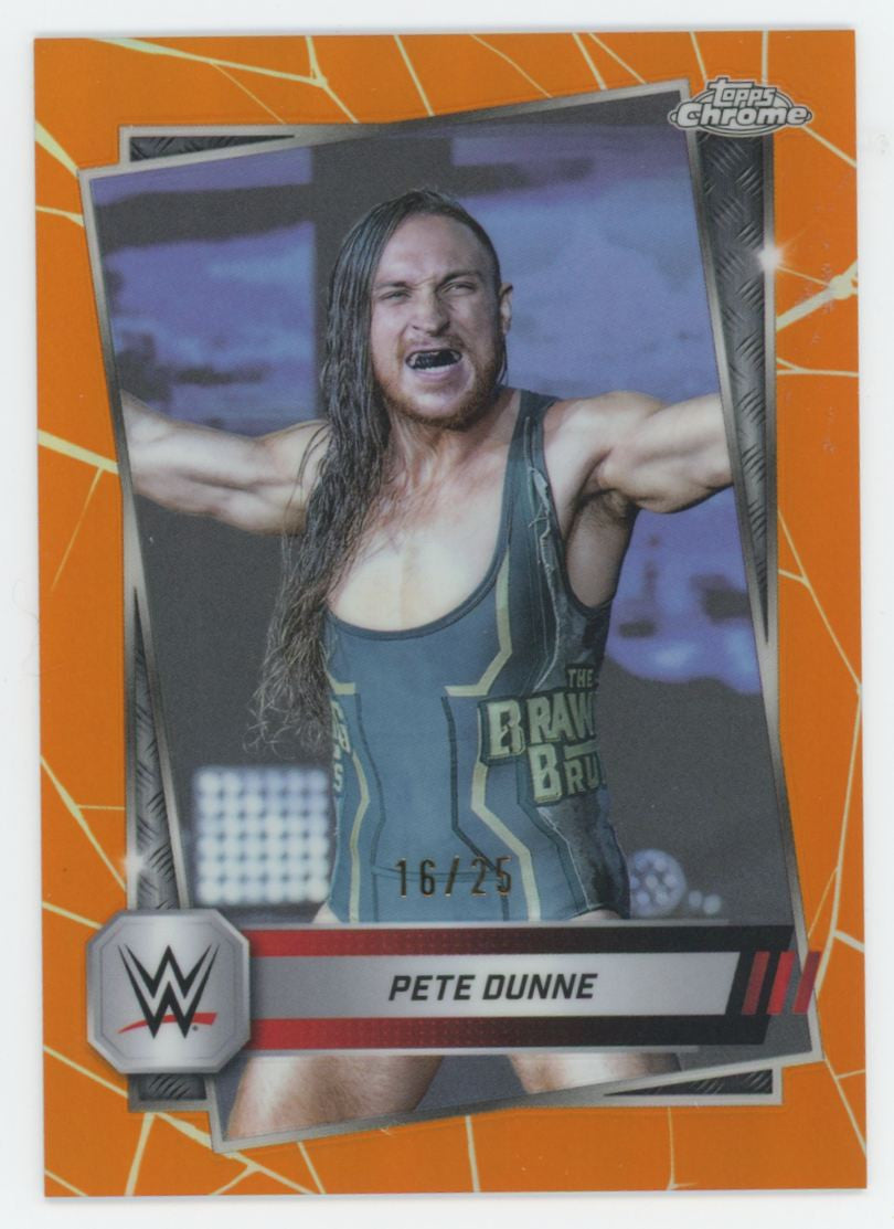 2025 Topps Chrome WWE Pete Dunne Orange Refractor /25 #34