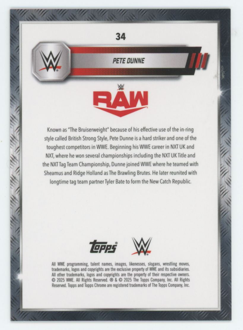 2025 Topps Chrome WWE Pete Dunne Orange Refractor /25 #34
