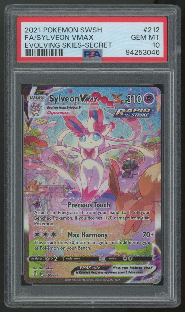 2021 Pokemon Sylveon VMAX Evolving Skies Full Art Secret #212 PSA 10 (B)