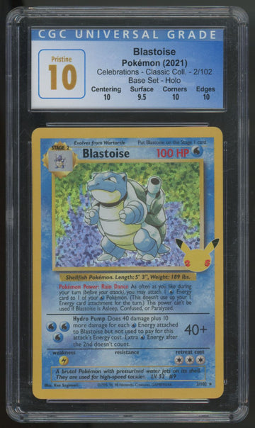 2021 Pokemon Blastoise Celebrations Classic Collection Holo #2 CGC Pristine 10