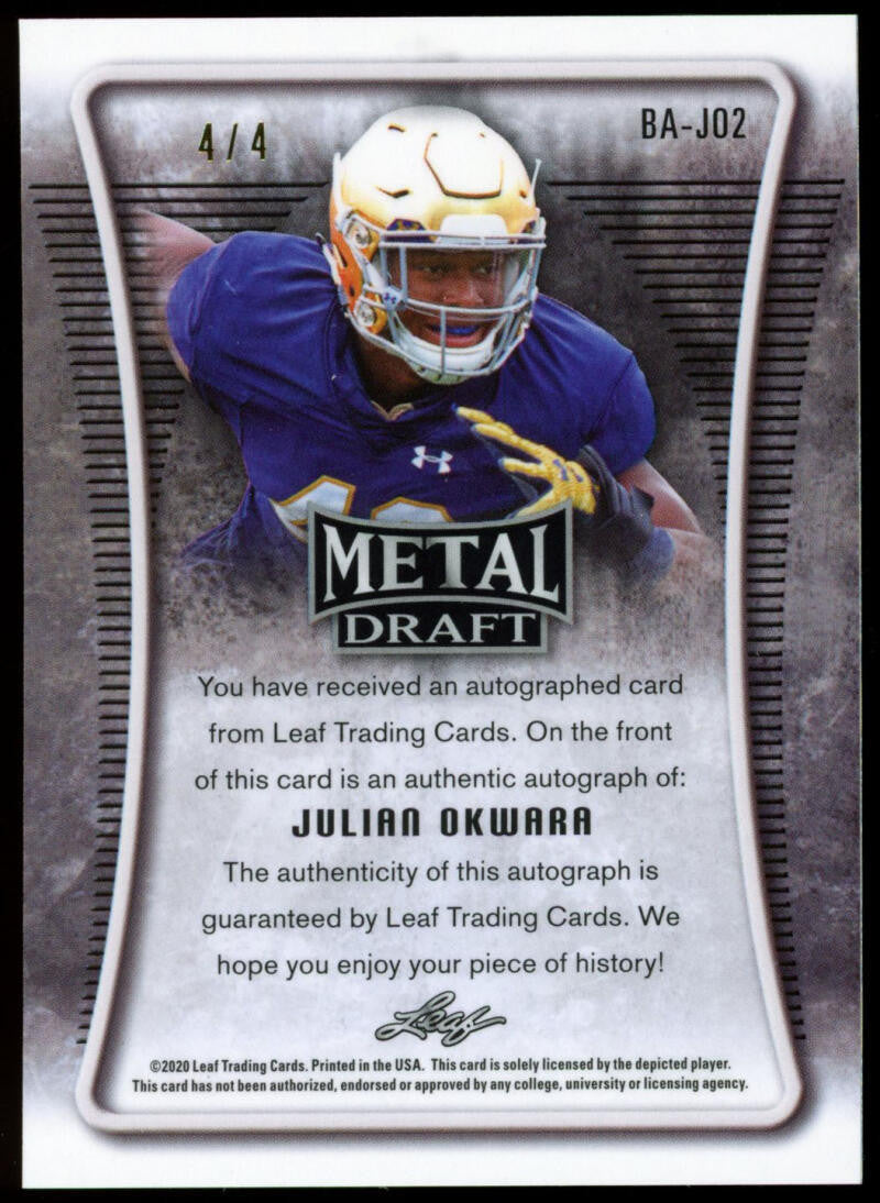 2020 Leaf Metal Julian Okwara Green Mojo Auto RC /4 #BA-JO2