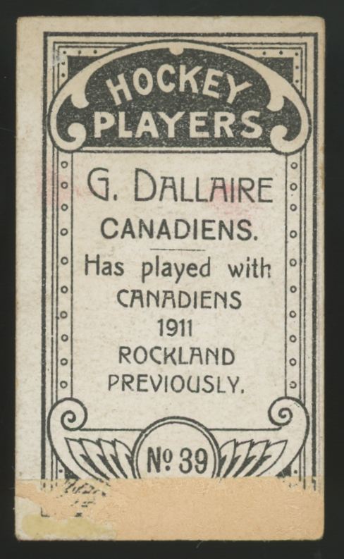 1911-12 C55 Imperial Henri Dallaire #39 Poor (Paper Loss)