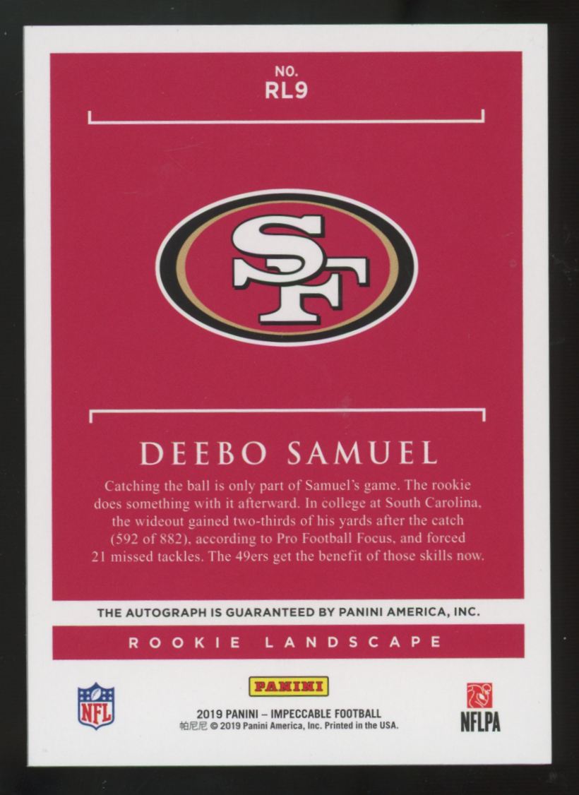 2019 Impeccable Deebo Samuel RC Rookie Landscape Auto /75 #RL9
