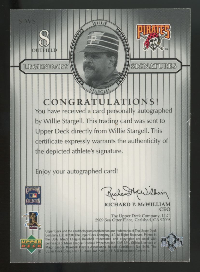 2000 Upper Deck Legends Willie Stargell Legendary Signatures Auto #S-WS