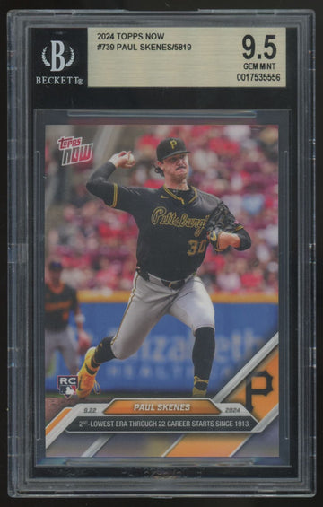 2024 Topps Now Paul Skenes RC 2nd Lowest ERA #739 BGS 9.5