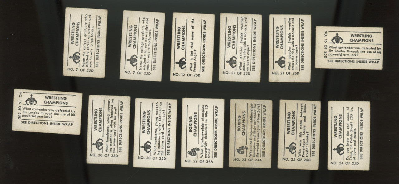 1948 Topps Magic Wrestling Champions Lot of 13 Low Grade
