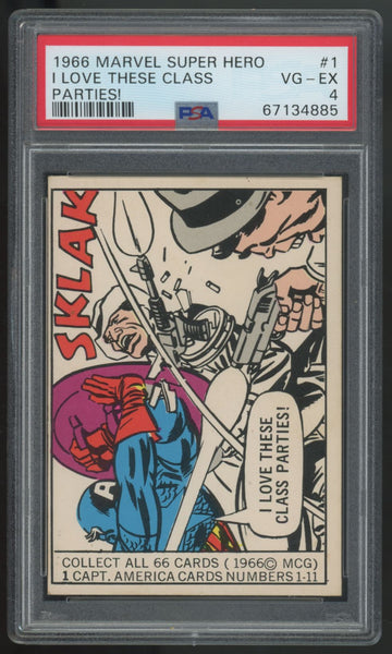 1966 Marvel Super Hero Captain America I Love These Class Parties #1 PSA 4
