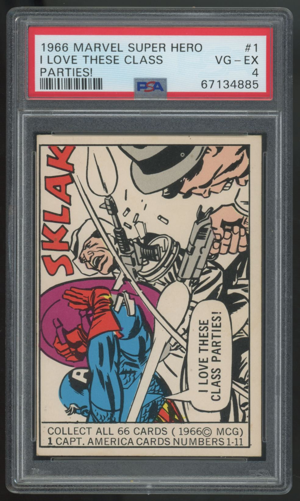 1966 Marvel Super Hero Captain America I Love These Class Parties #1 PSA 4