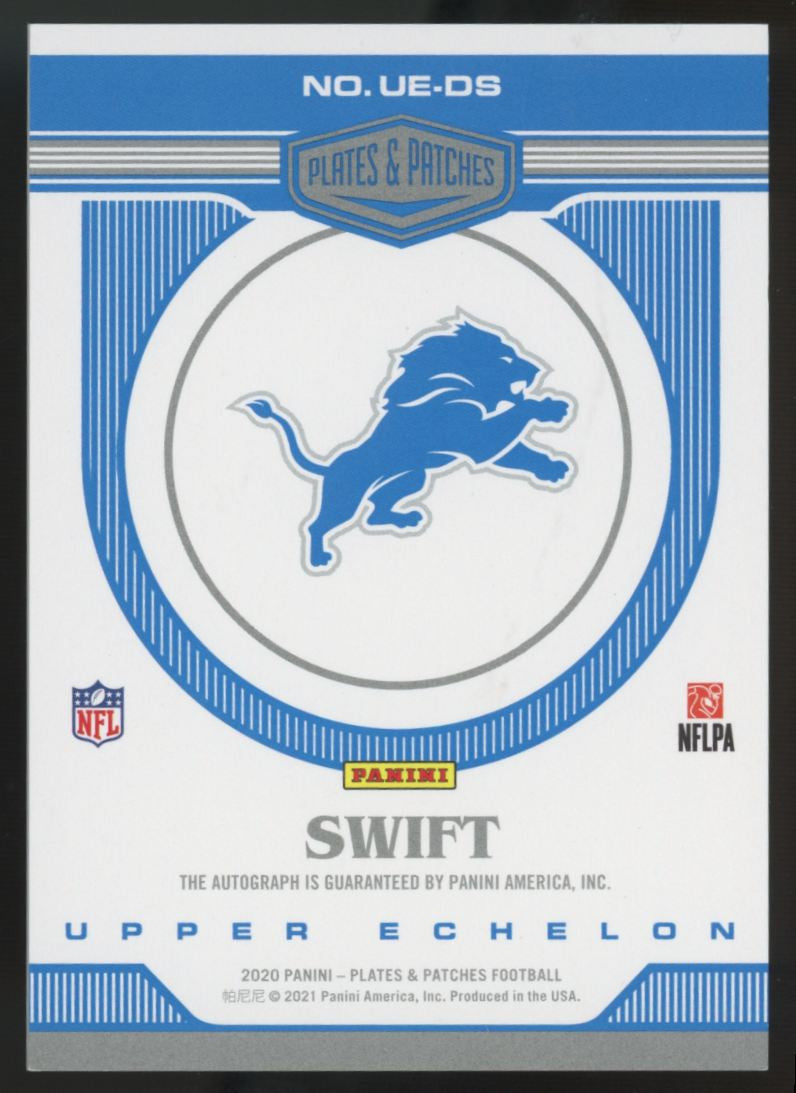 2020 Panini Plates & Patches D'Andre Swift RC Upper Echelon Auto /99 #UE-DS