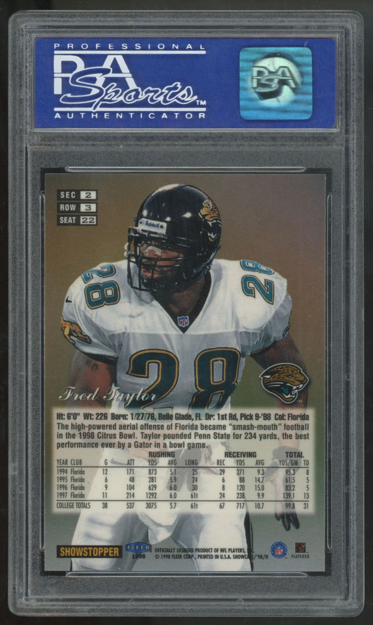 1998 Flair Showcase Fred Taylor RC Row 3 #22 PSA 10