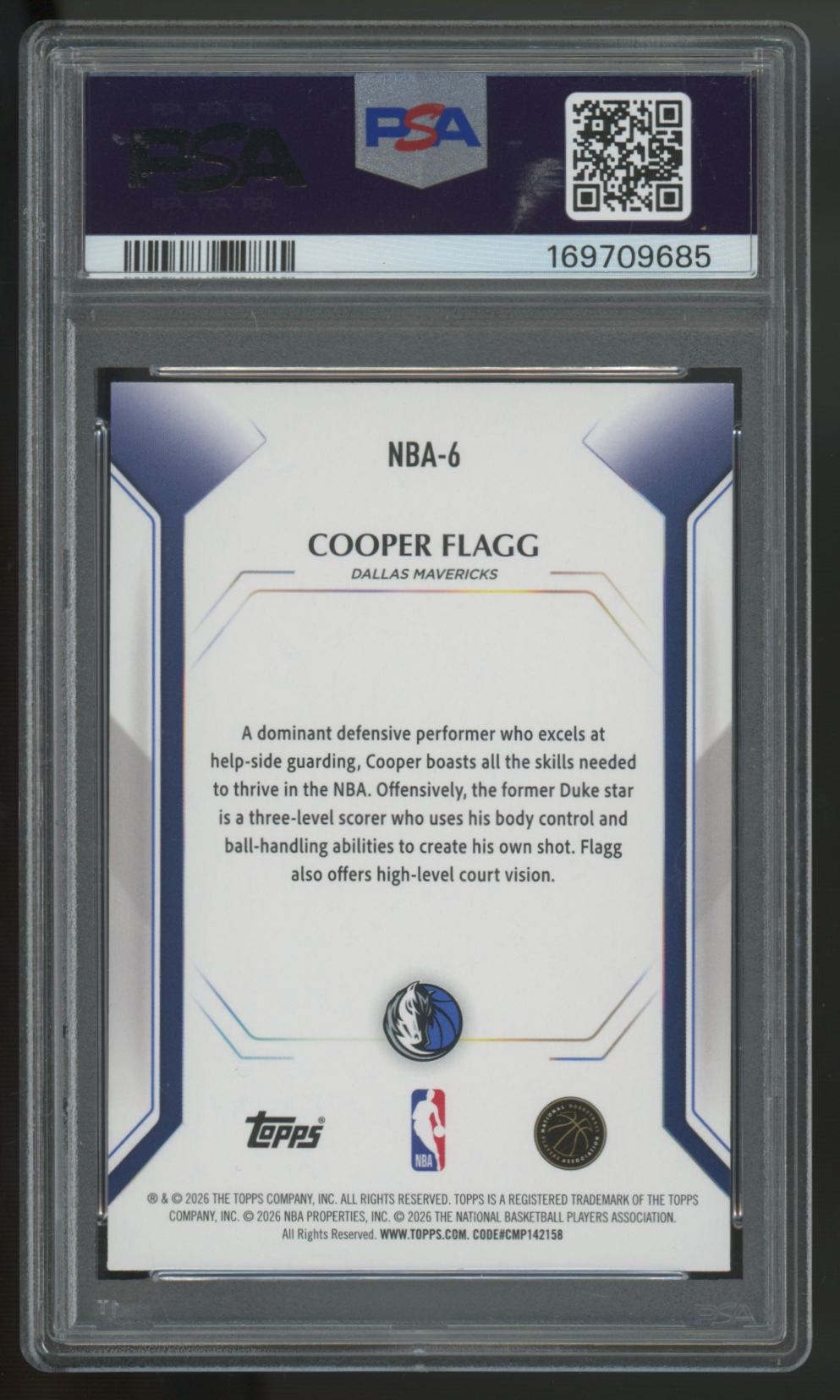 2025-26 Topps Collector Kit Cooper Flagg RC #NBA-6 PSA 9