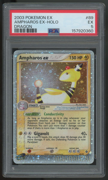 2003 Pokemon Ampharos ex Dragon Holo #89 PSA 5