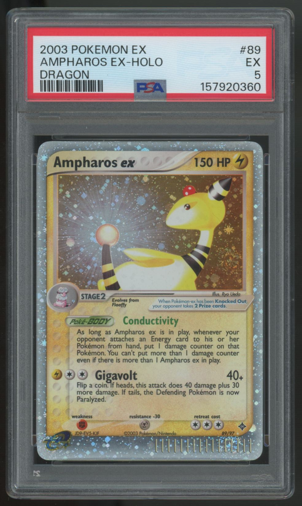 2003 Pokemon Ampharos ex Dragon Holo #89 PSA 5
