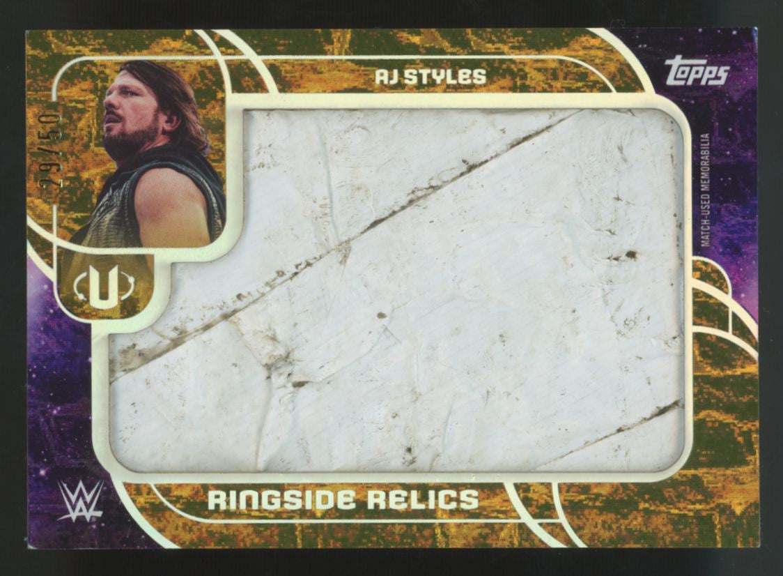 2025 Topps WWE Universe AJ Styles Gold Stone Ringside Relic Patch /50 #RSR-AJS