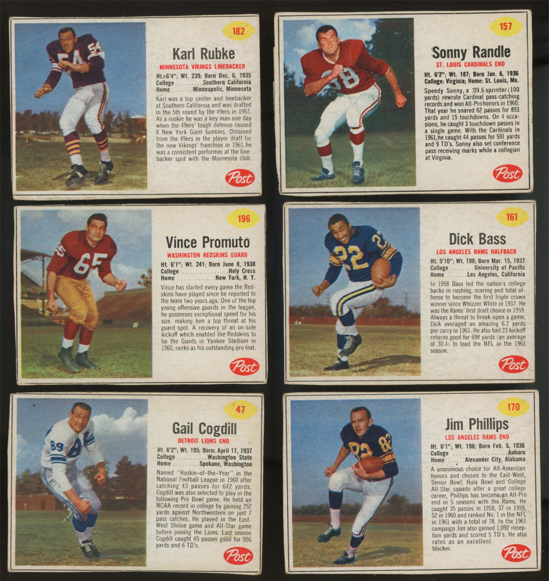 1962 Post Football (Lot Of 18) F/G Overall