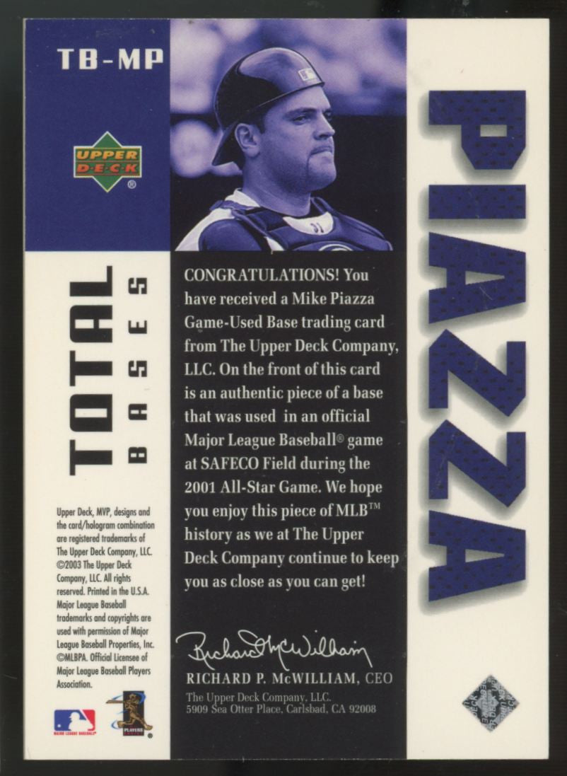 2003 Upper Deck MVP Mike Piazza Total Bases Patch /150 #TB-MP