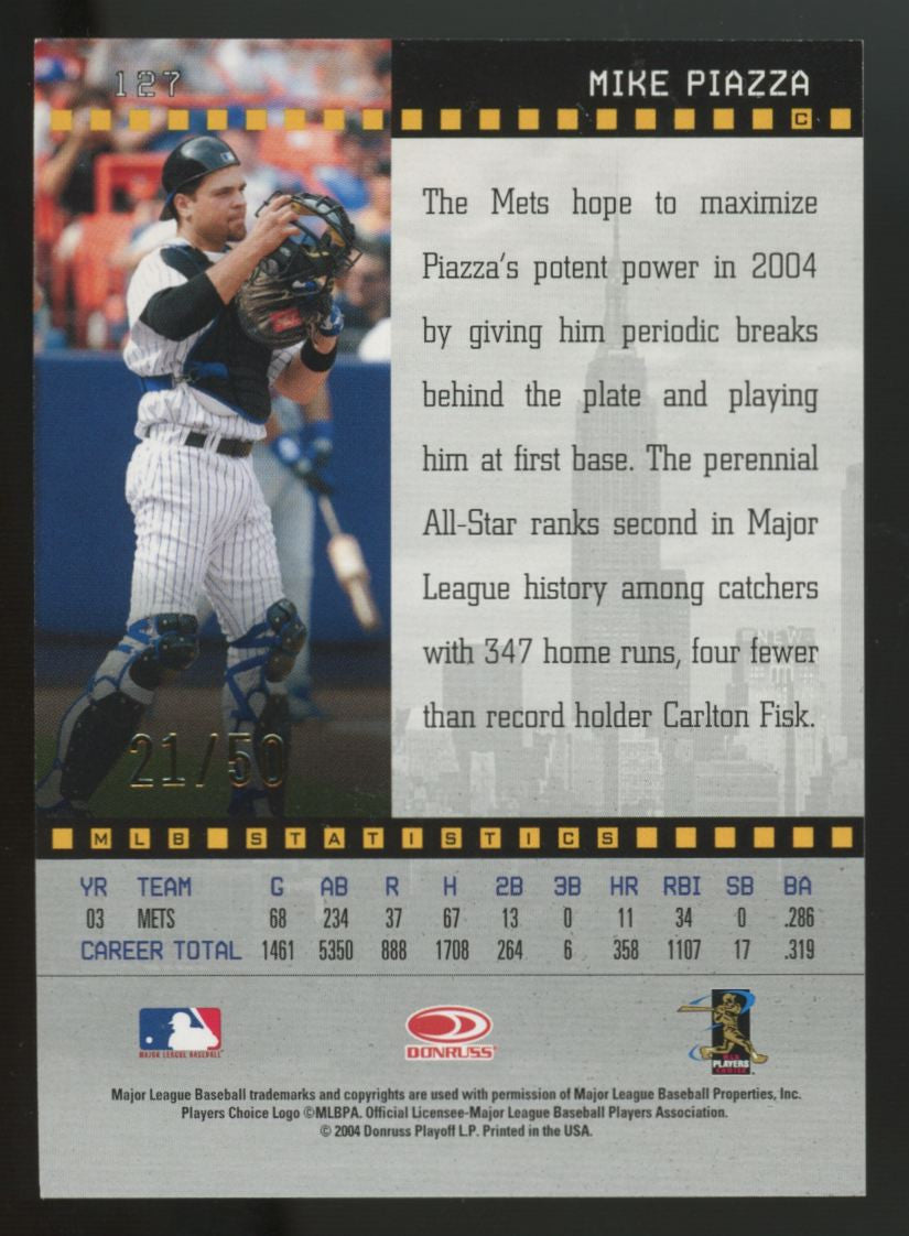 2004 Donruss Studio Mike Piazza Gold Proof /50 #127