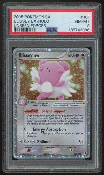 2005 Pokemon Blissey ex Unseen Forces Holo #101 PSA 8