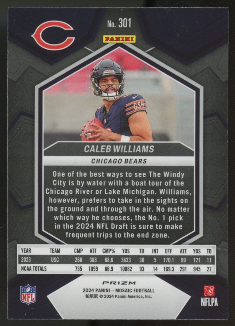 2024 Panini Mosaic Caleb Williams RC Green Prizm #301