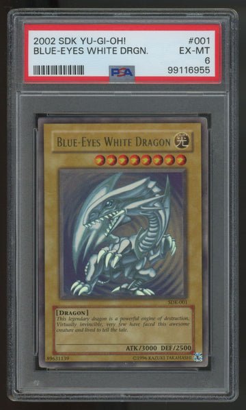 2002 Yugioh Blue-Eyes White Dragon Full Holo Bleed SDK #001 PSA 6
