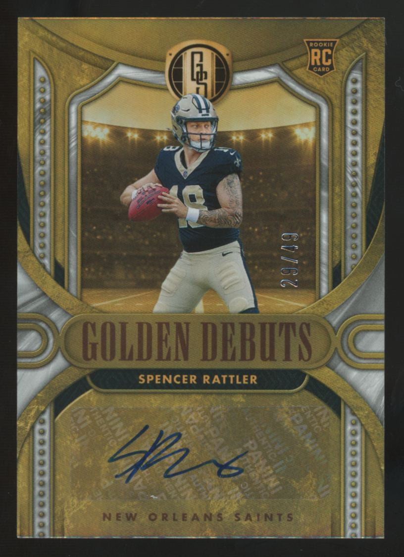 2024 Panini Gold Standard Spencer Rattler RC Golden Debuts Auto /49 #GD-SRR