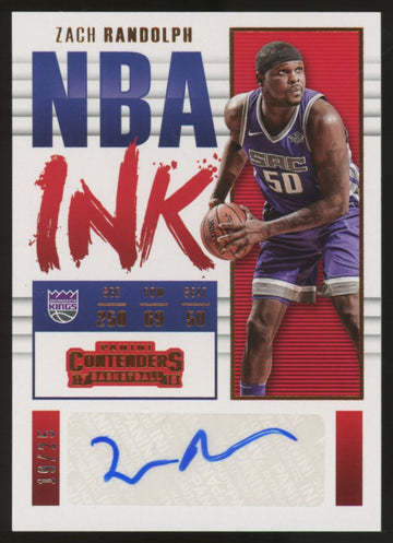 2017/18 Contenders Zach Randolph NBA Ink Auto Bronze /25 #NI-ZRO