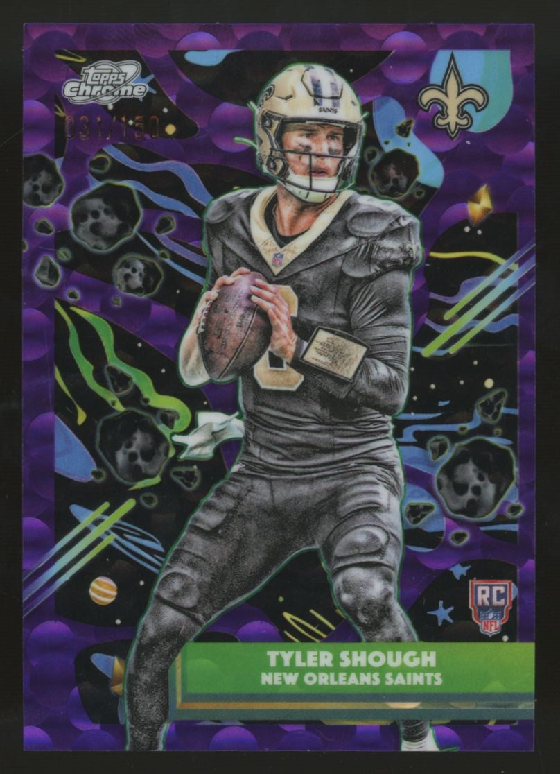 2025 Topps Chrome Cosmic Tyler Shough RC Purple Nebula Refractor /150 #171