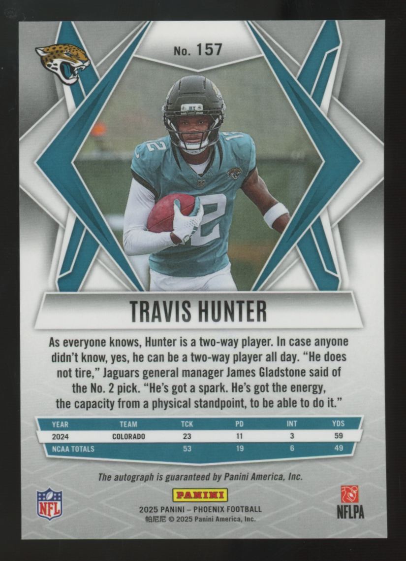 2025 Panini Phoenix Travis Hunter RC Silver Pandora Auto #157