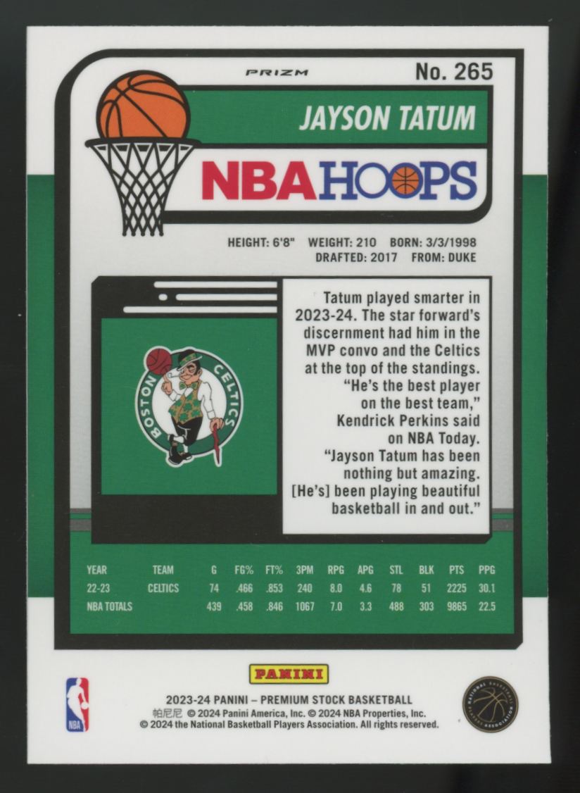2023-24 Panini Premium Stock Jayson Tatum Multi Wave Prizm #265