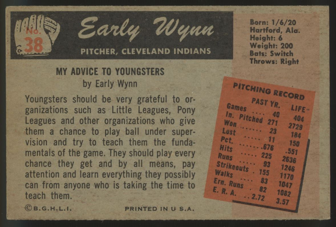 1955 Bowman Early Wynn #38 EX/MT