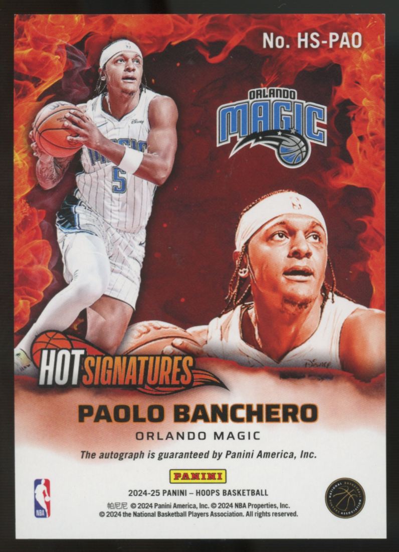 2024-25 Panini Hoops Paolo Banchero Hot Signatures Red /25 #HS-PAO