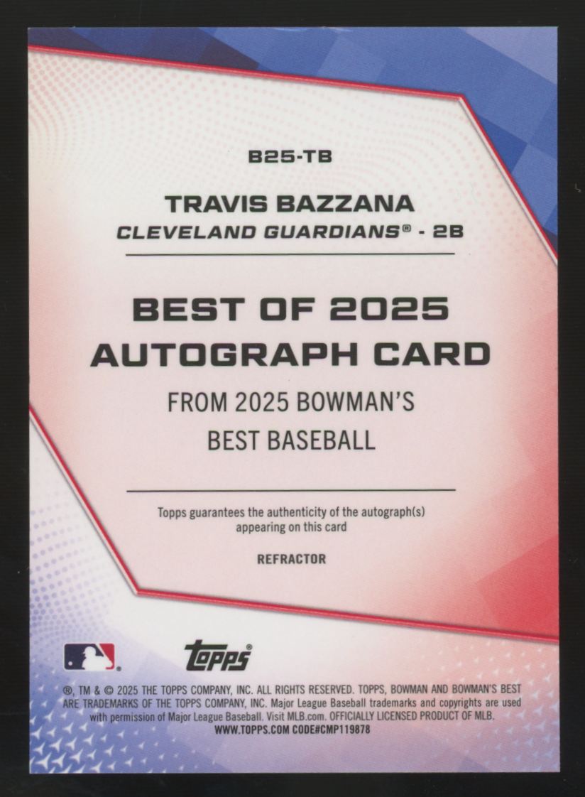 2025 Bowman's Best Travis Bazzana Best of '25 Auto #B25-TB "A"