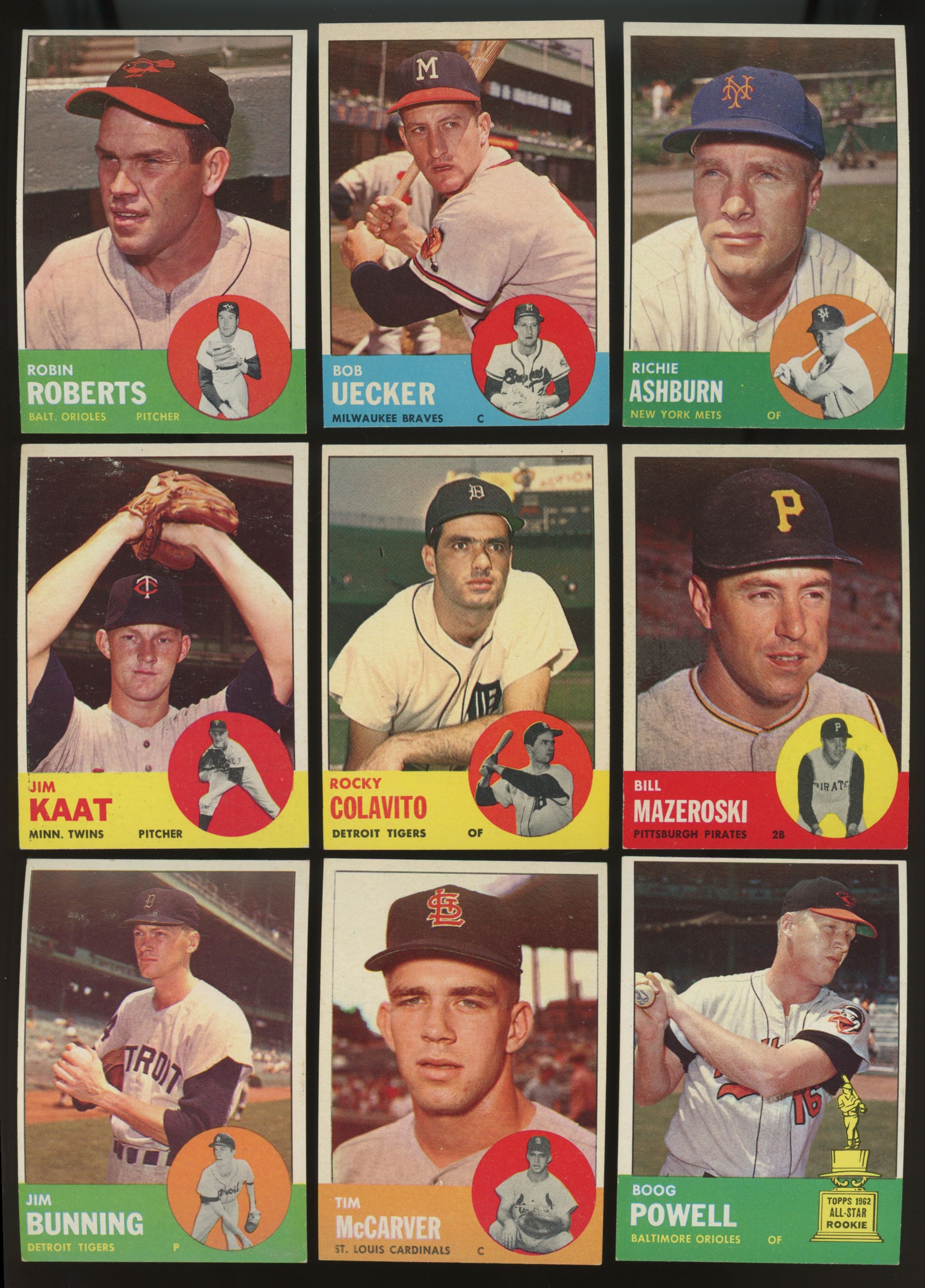 1963 Topps Baseball Near Complete Set (538/576) EX-EX/MT