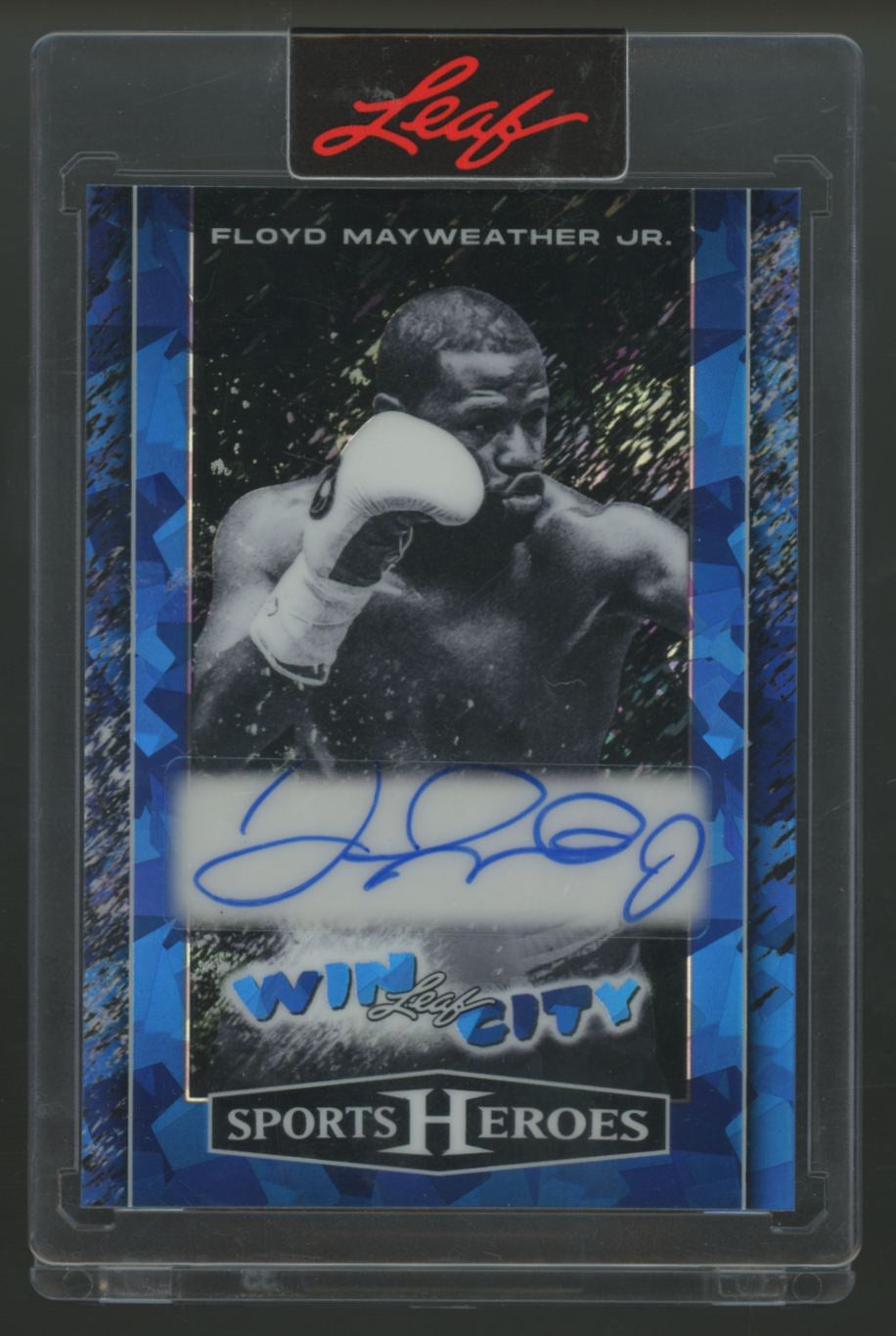 2025 Leaf Sports Heroes Floyd Mayweather Jr. Win City Blue Ice Auto /4 #WC-FM1