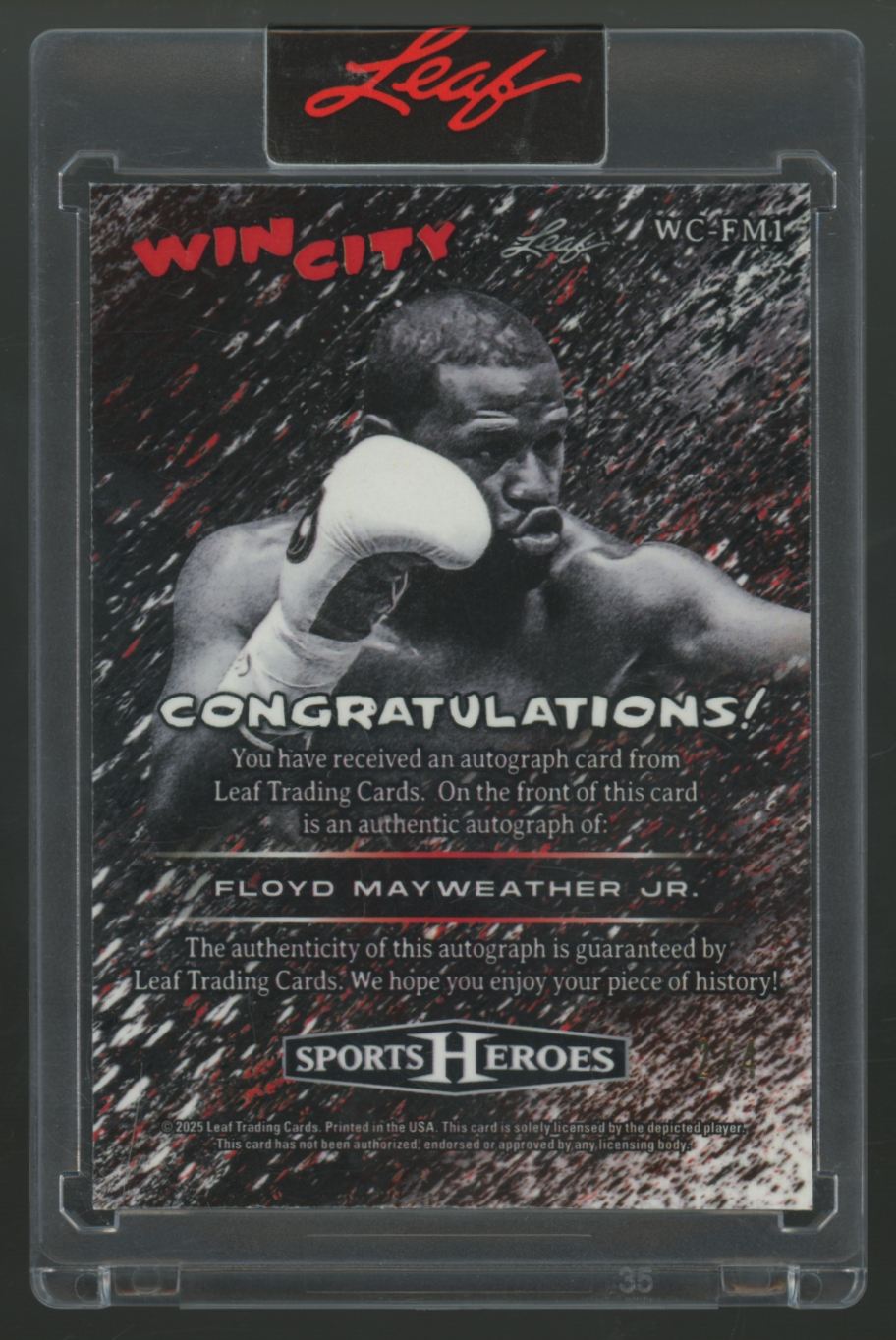 2025 Leaf Sports Heroes Floyd Mayweather Jr. Win City Blue Ice Auto /4 #WC-FM1