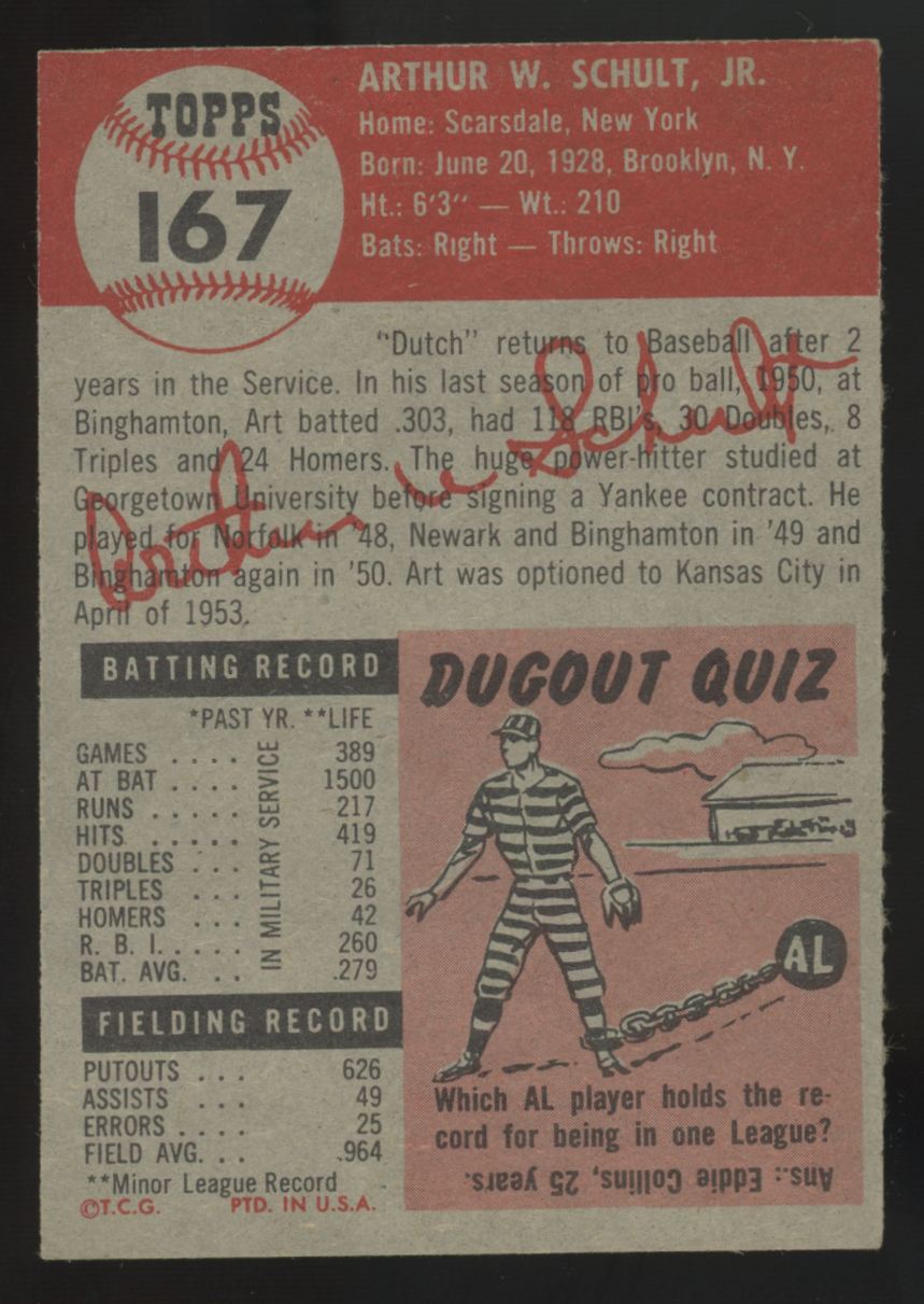 1953 Topps Art Schult #167 EX