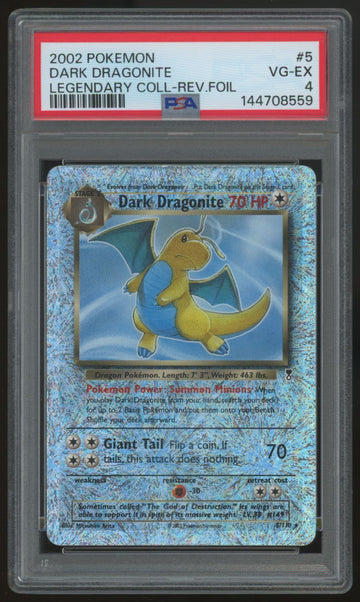2002 Pokemon Dark Dragonite Legendary Collection Reverse Holo #5 PSA 4