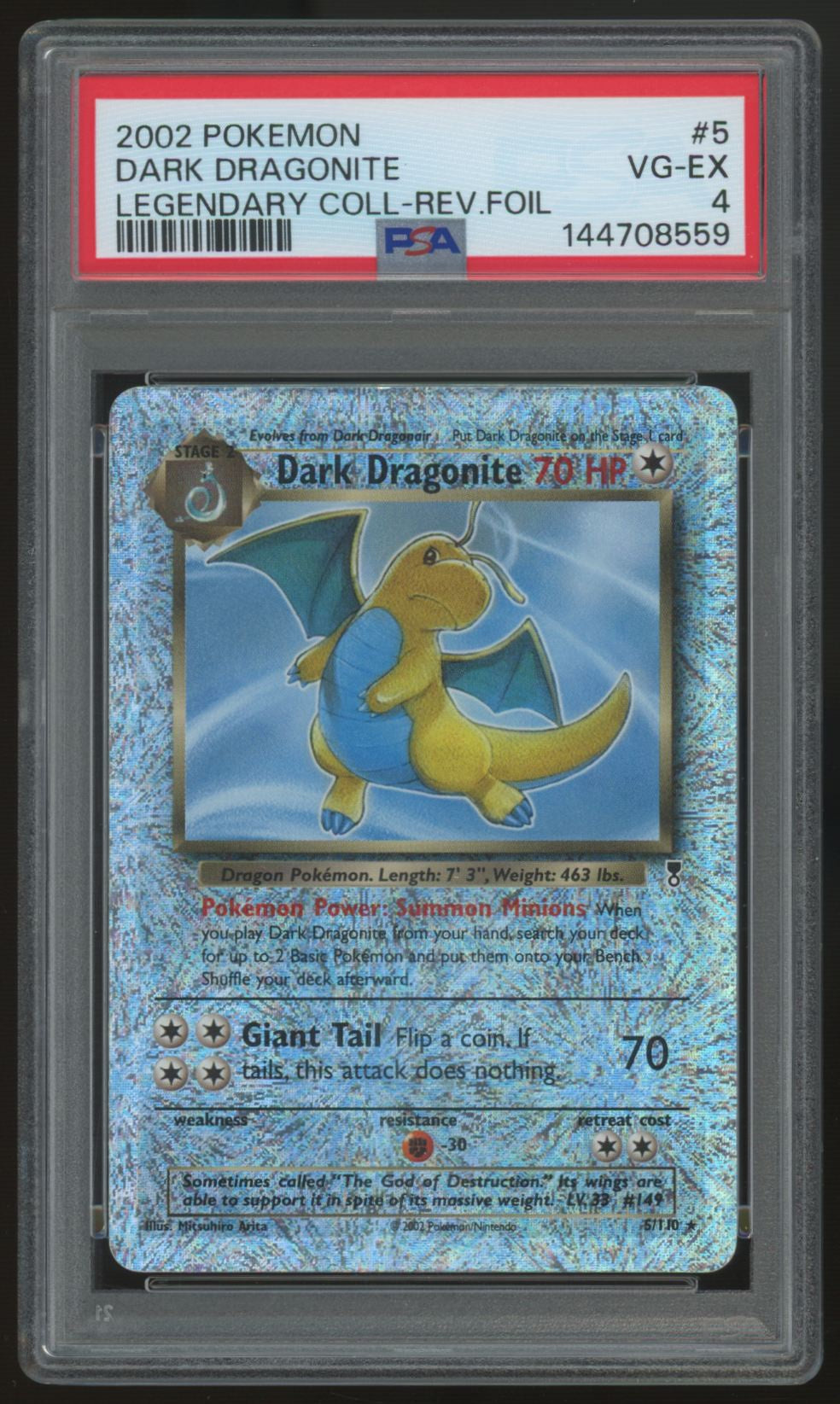 2002 Pokemon Dark Dragonite Legendary Collection Reverse Holo #5 PSA 4