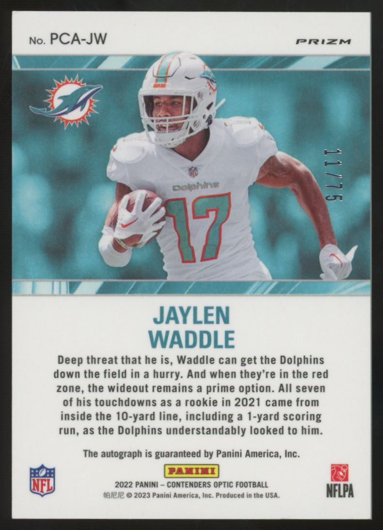 2022 Panini Contenders Optic Jaylen Waddle Perennial Auto /75 #PCA-JW