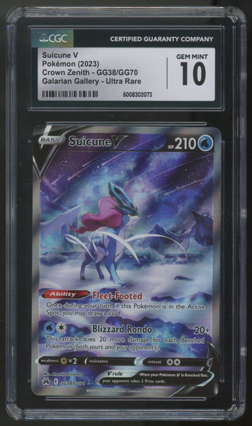 2023 Pokemon Suicune Crown Zenith Ultra Rare #GG38 CGC 10