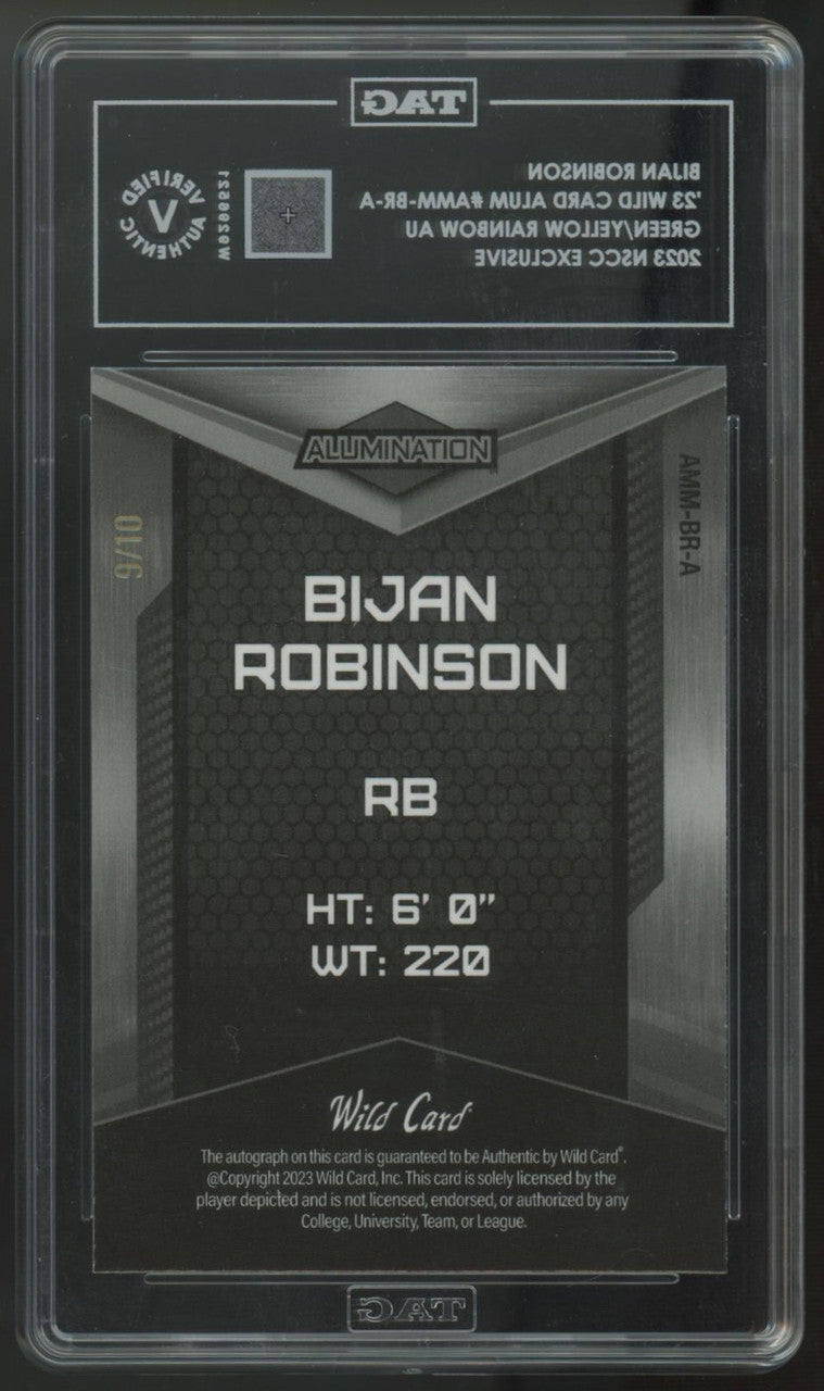 2023 Wild Card Bijan Robinson Green/Yellow Rainbow Auto /10 TAG Authentic