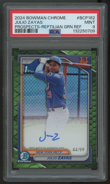 2024 Bowman Chrome Julio Zayas 1st Auto Green Reptilian /99 #BCP-162  PSA 9