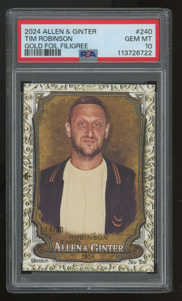 2024 Topps Allen & Ginter Tim Robinson Gold Foil Filigree /50 #240 PSA 10