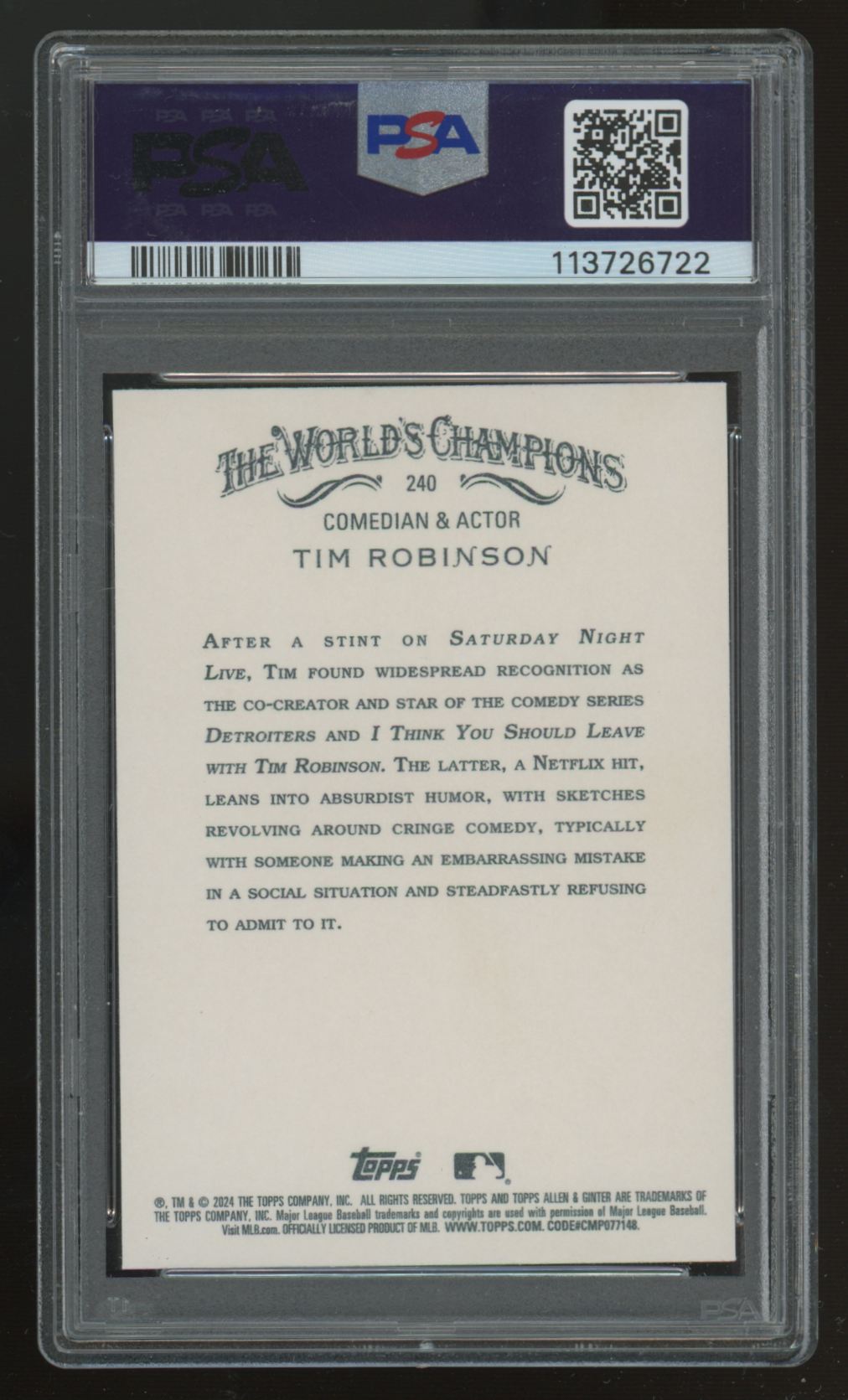 2024 Topps Allen & Ginter Tim Robinson Gold Foil Filigree /50 #240 PSA 10