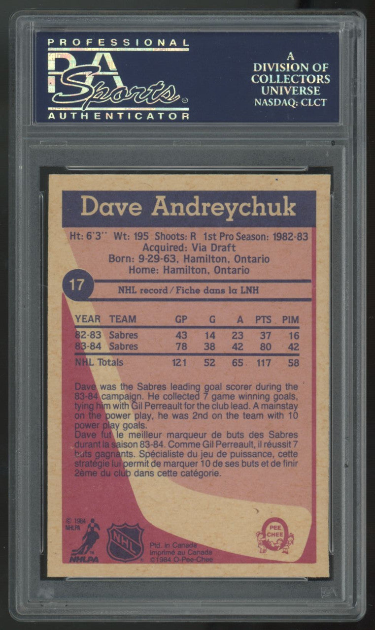 1984-85 O-Pee-Chee Dave Andreychuk RC #17 PSA 9