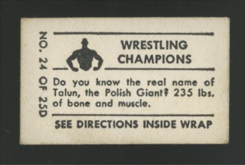1948 Topps Magic Wad Leslaw Wrestling Champions #24 VG-VG/EX