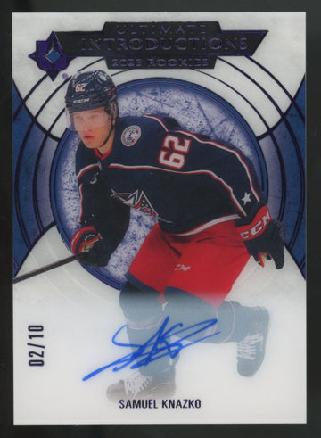 2023-24 UD Ultimate Samuel Knazko RC Purple Introductions Auto /10 #UI-68