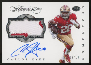 2016 Panini Flawless Carlos Hyde Momentous Patch Auto /10 #MPCA
