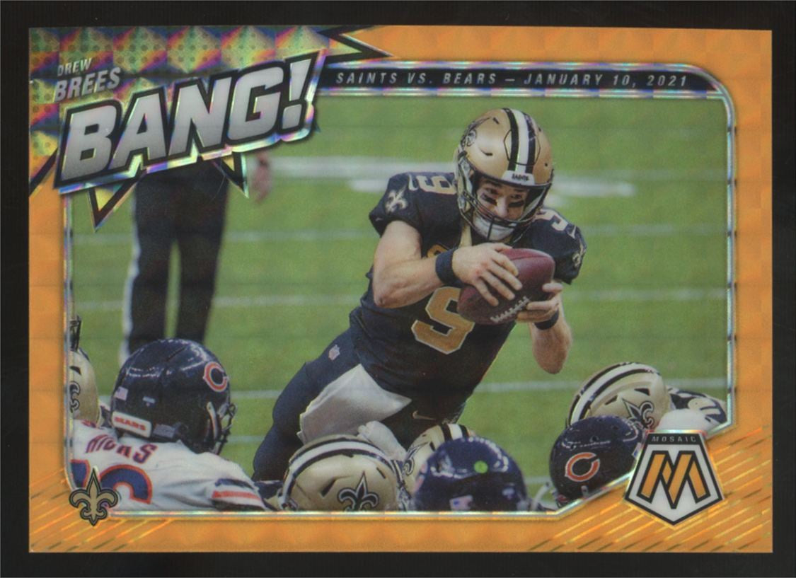 2021 Panini Mosaic Drew Brees BANG! Orange Fluorescent /25 #B-3