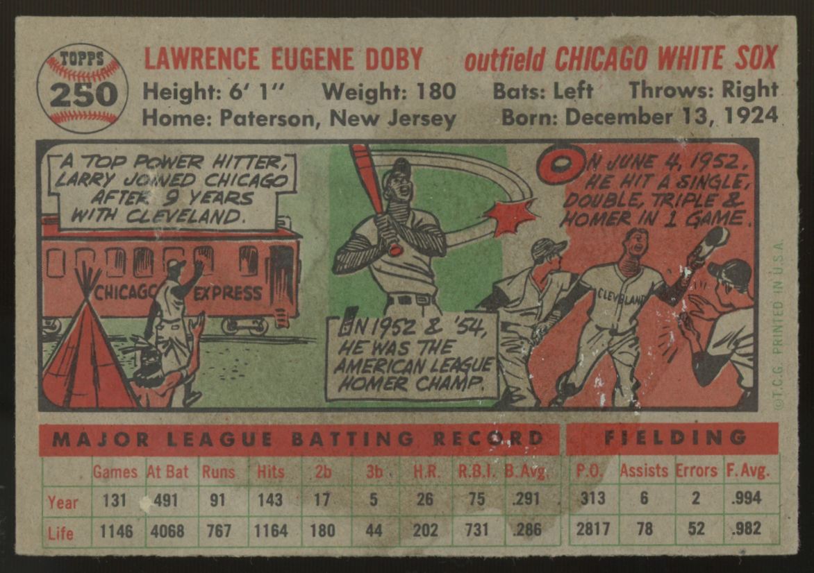 1956 Topps Larry Doby #250 G/VG (Back)
